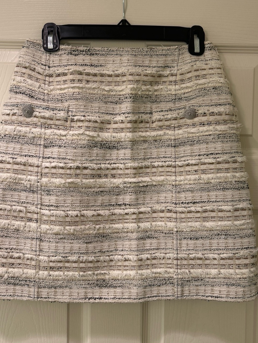 ADEAM Cream and Gray Tweed Mini Skirt